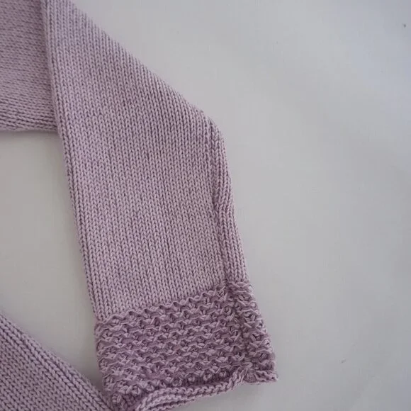 Vintage Lavender w Purple Floral Knit Button Up Cardigan Sweater M - Picture 5 of 11